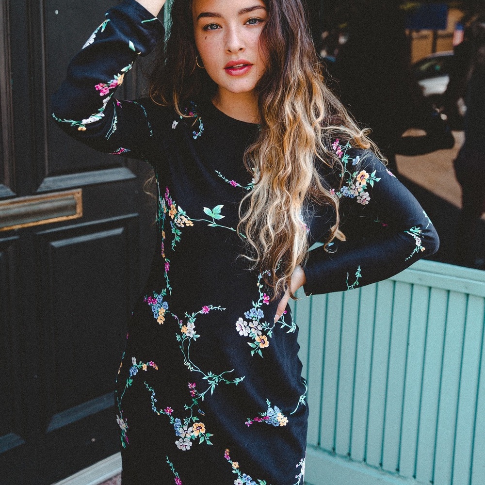 Auguste Dawn Spencer long sleev slip midi dress bl